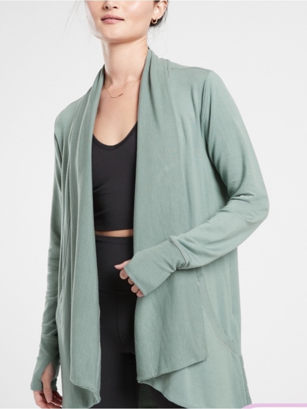Athleta Pranayama Restore Open-Front Wrap Cardigan Blue Size Small Lounge Cozy